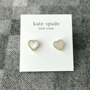 Kate Spade Take Heart Gold White Stud Earrings BRAND NEW